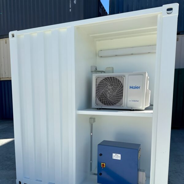 White Modified 10ft Shipping Container with AC - Image 2